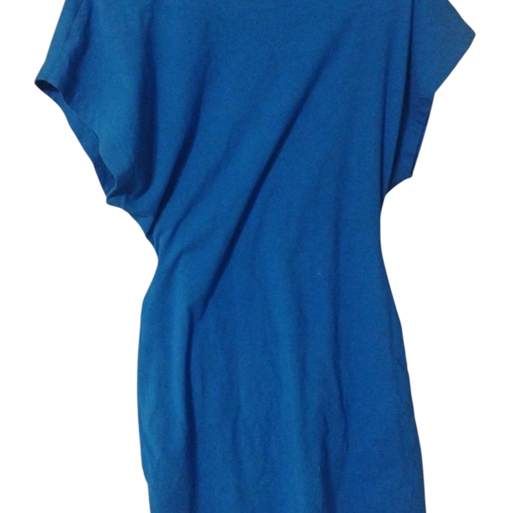 Dkny Women's Blue Side-Knot Short Sleeve Sheath Dress Size M - Picture 3 of 4
